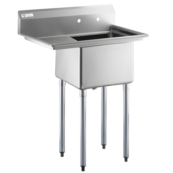 A Steelton stainless steel commercial sink with a left drainboard.