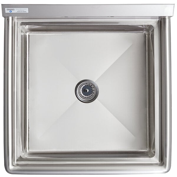A Steelton stainless steel commercial sink with a square bowl.