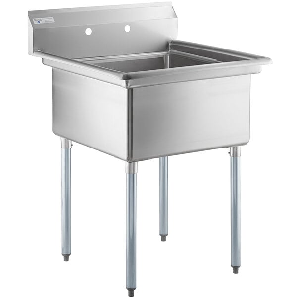 A Steelton stainless steel one compartment sink with legs.