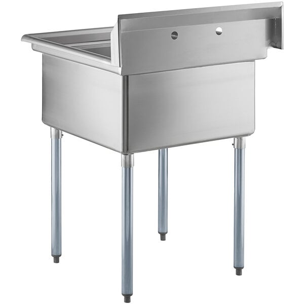 A Steelton stainless steel commercial sink with legs.