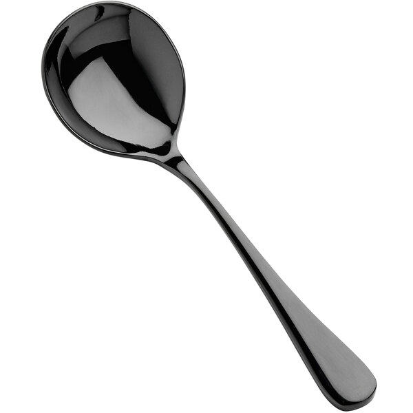 a black spoon on a white background