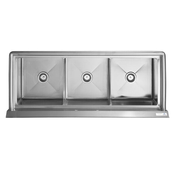 A Steelton stainless steel 3 compartment sink with 3 bowls.