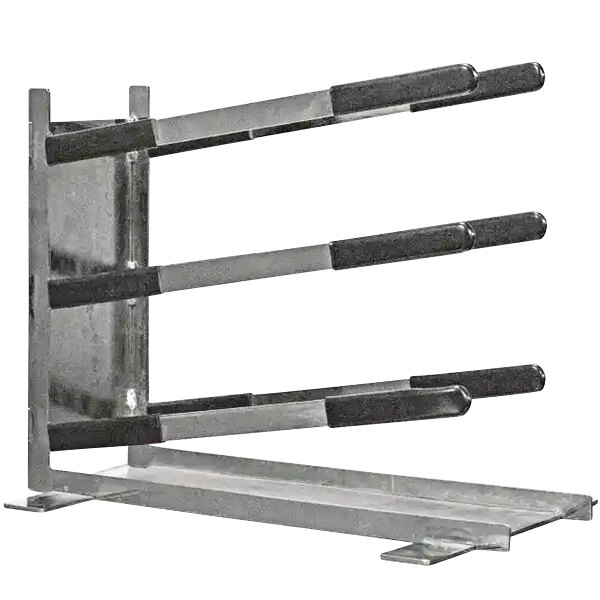 A white metal Proluxe mold platen rack with black handles.