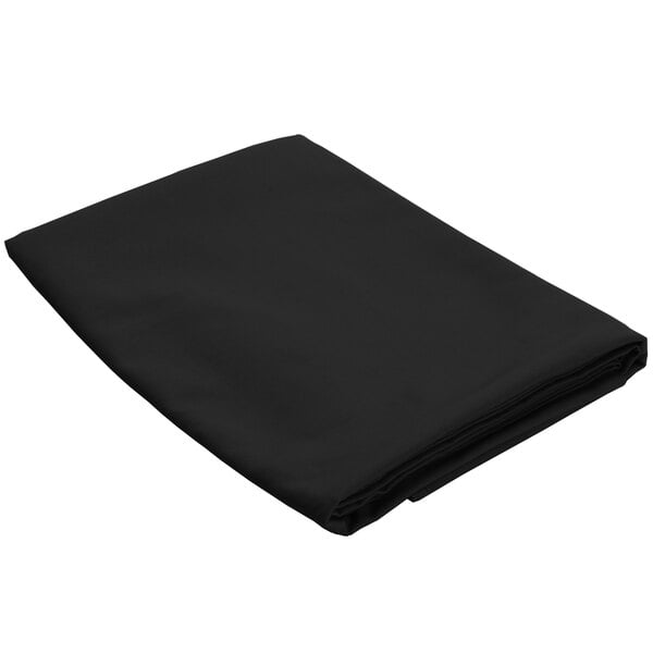 A folded black Intedge cloth table cover on a white background.