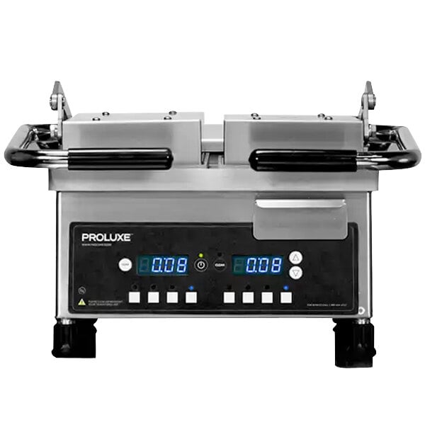 The Proluxe Vantage SL Compact Split Lid Grill on a professional kitchen counter.