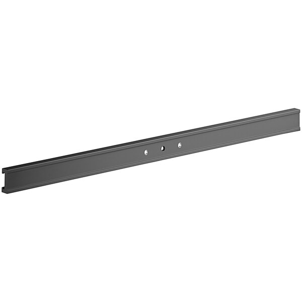 A black metal bar with two holes.