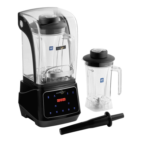 AvaMix Apex HBX20002J 64 oz. 3 1/2 hp Programmable Commercial Blender with Touchpad, Sound Enclosure, and 2 Jars - 120V