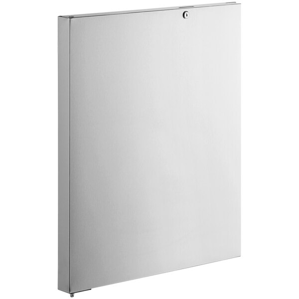 An Avantco stainless steel rectangular door with a screw.