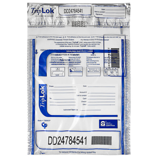 TripLOK Series A Tamper-Evident Bags, 9 x 12, Clear, 100/Pack