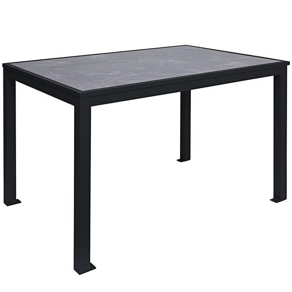 a black rectangular table with a white background