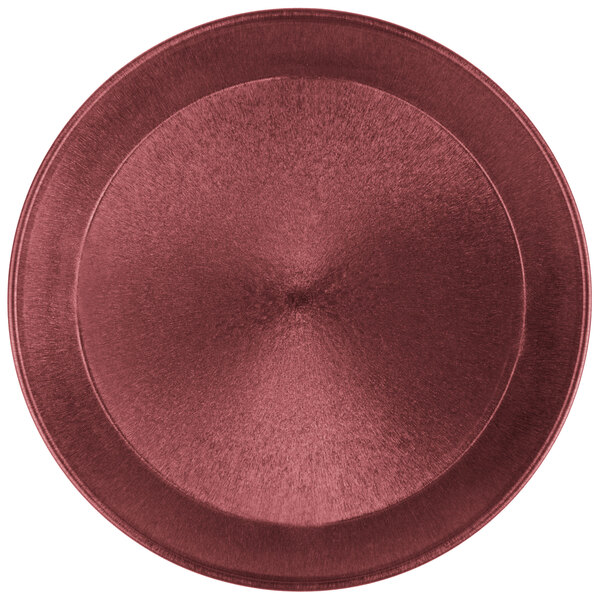 A white round deli server with a raspberry rim.