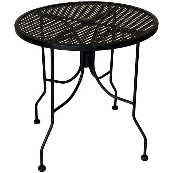 Round Top Outdoor Table With Umbrella Hole, Round Folding Patio Table With Umbrella Hole