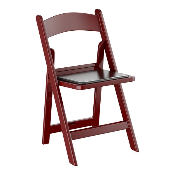 Lancaster Table & Seating Mahogany Resin Folding Chair with Vinyl Seat