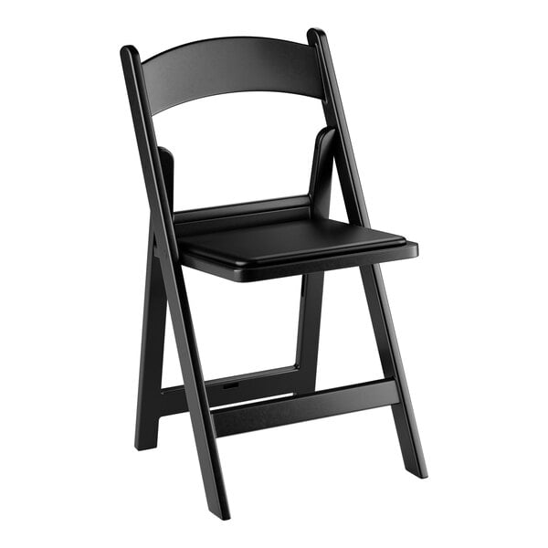 Lancaster Table & Seating Black Resin Folding Chair with Vinyl Seat