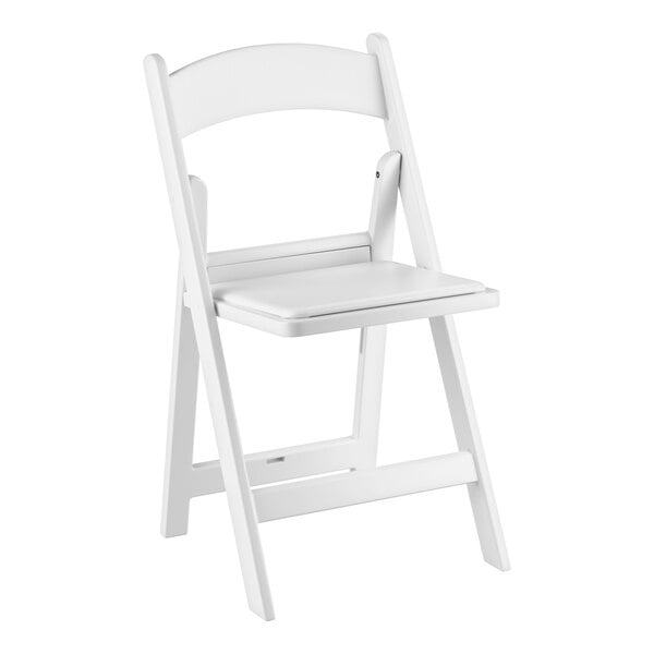 Lancaster Table & Seating White Resin Folding Chair with Vinyl Seat