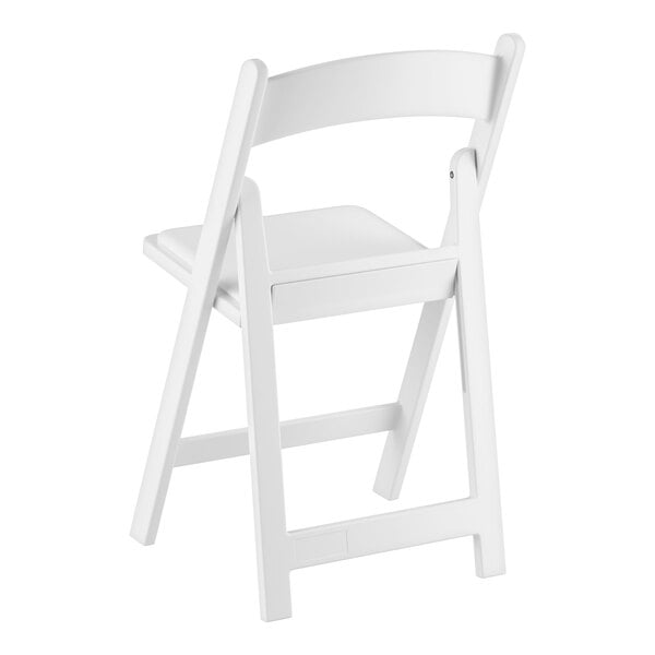 Lancaster Table & Seating White Resin Folding Chair with Vinyl Seat