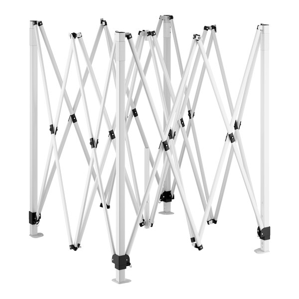 A collapsible steel frame for a 10' x 10' instant pop up canopy tent.