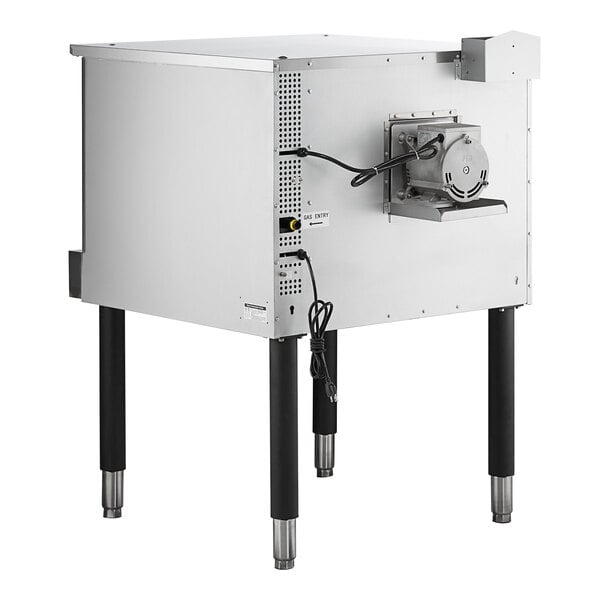 A Cooking Performance Group liquid propane convection oven with legs and a power cord.