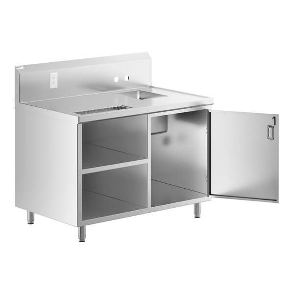 Regency 30" x 48" 16 Gauge Stainless Steel Beverage Table with Right Sink