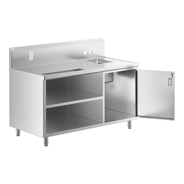 Regency 30" x 60" 16 Gauge Stainless Steel Beverage Table with Right Sink