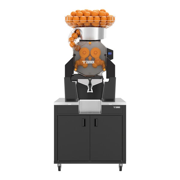 A high-capacity automatic feed juicer with a wide black podium, designed to process up to 40 fruits per minute.