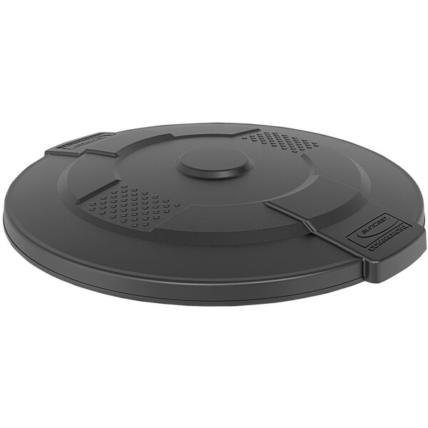 A Suncast black circular trash can lid