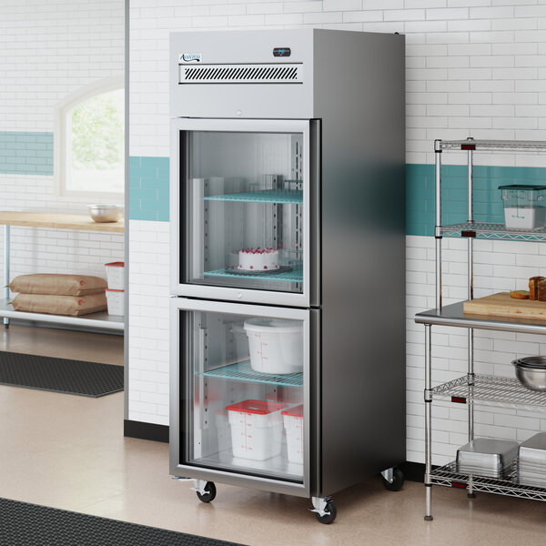 Avantco Z1-R2-G 29" Left-Hinged Glass Half Door Stainless Steel Reach-In Refrigerator