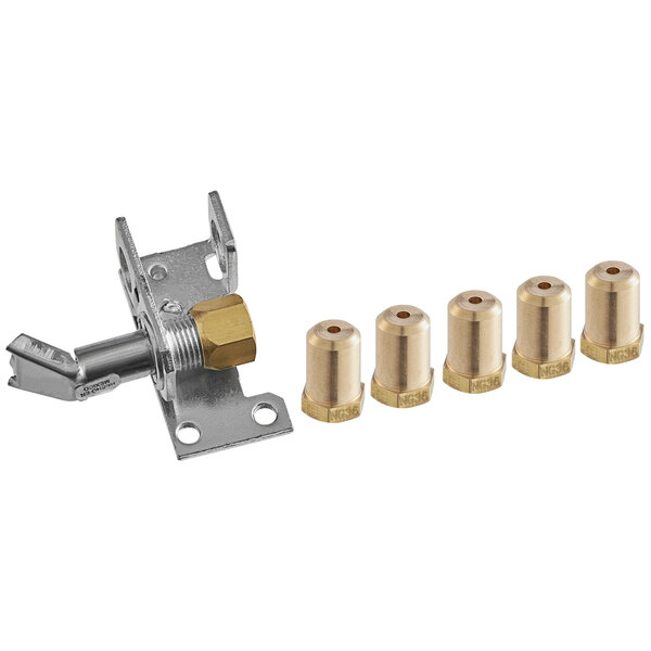 a metal and gold piece with screws