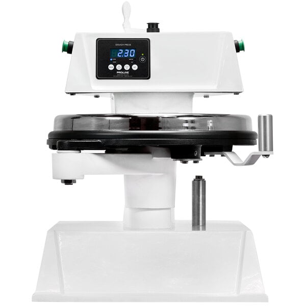 A white machine with a black screen.