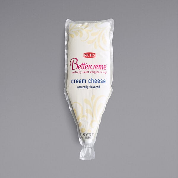 A package of Rich's Bettercreme cream cheese whipped icing bag.