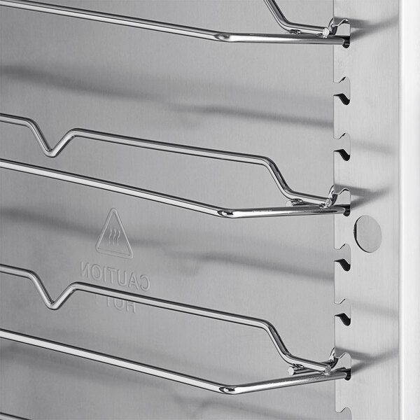 a close-up of a metal rack