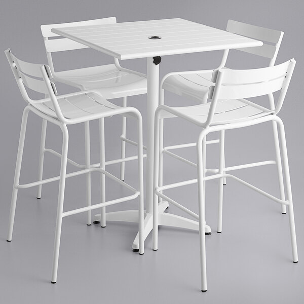 Lancaster Table & Seating 32" x 32" White Powder-Coated Aluminum Bar ...