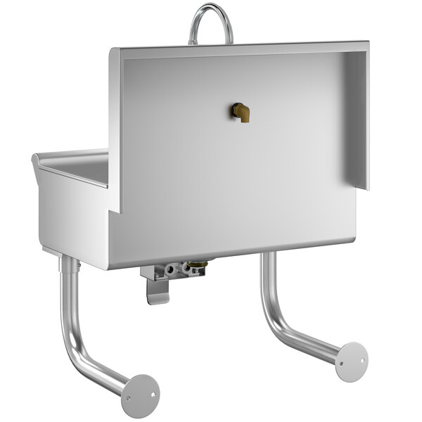 A Regency stainless steel hand sink with a knee operated faucet.