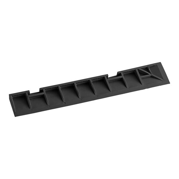 A black plastic Cactus Mat corner ramp with holes.