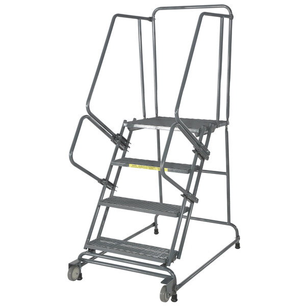 Ballymore TR-4 Tilt & Roll 4-Step Gray Steel Rolling Safety Ladder with ...