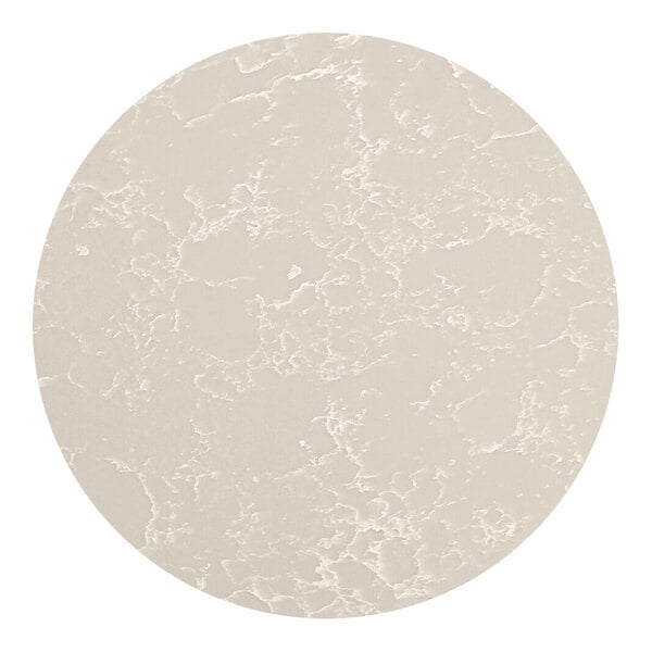 A round gray quartz table top with a white background.