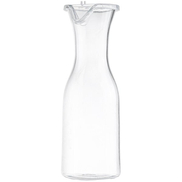 A clear polycarbonate bottle with a white hinged lid.