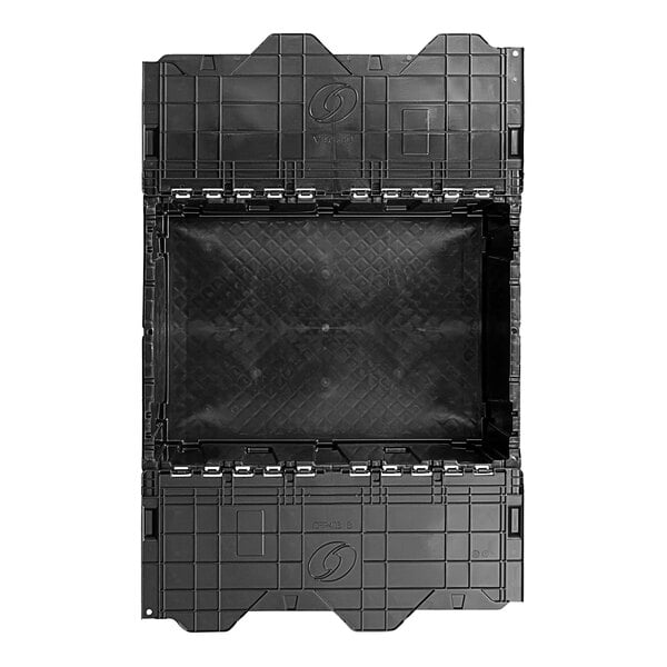 A black plastic box with a black lid.