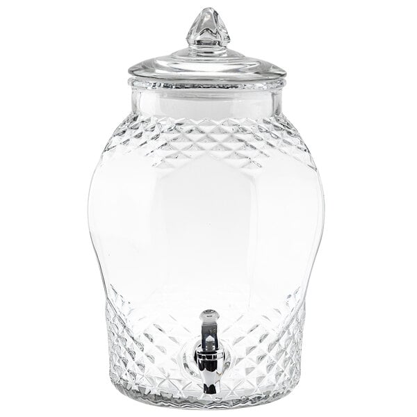 Tablecraft 10699 2 Gallon Decorative Glass Beverage Dispenser