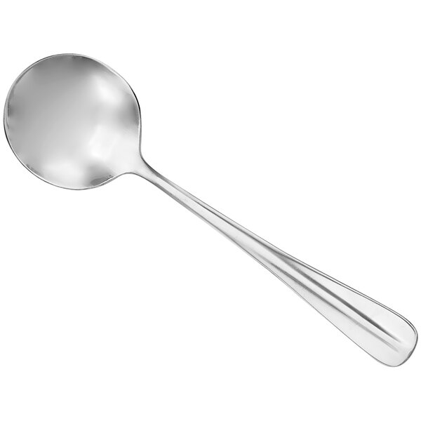 A Walco Parisian stainless steel bouillon spoon with a silver handle.