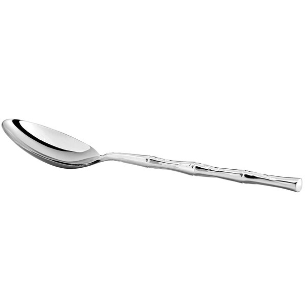 An Acopa Heika stainless steel serving spoon with a long handle and silver bowl.