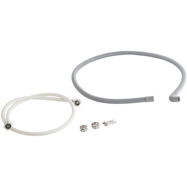 A white and grey hose and connector kit for an Avantco floor potato peeler.