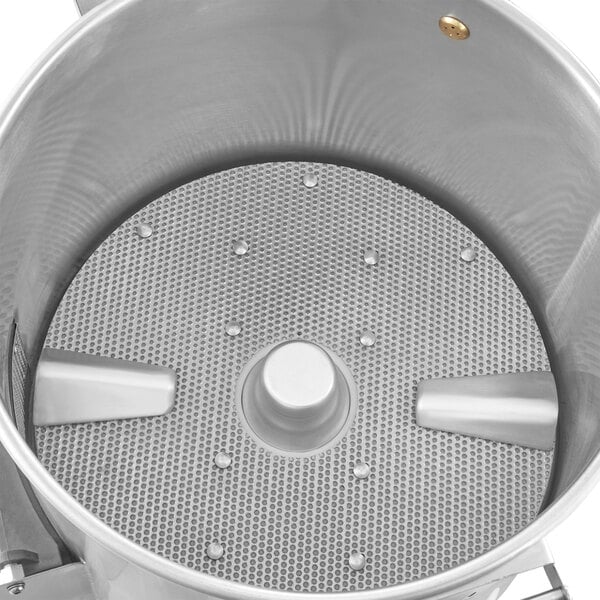 A stainless steel Avantco potato peeler with a mesh screen.