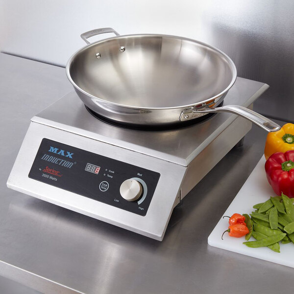 Spring USA SM-351WCR-6 MAX Induction Cook Only Wok Induction Range with Primo Wok Pan - 208-240V, 3500W