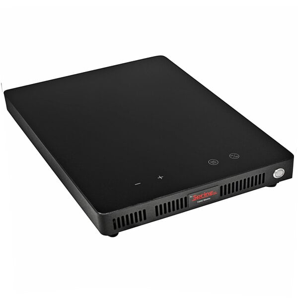 A black rectangular Spring USA LoPRO Slim-line induction range with red buttons.