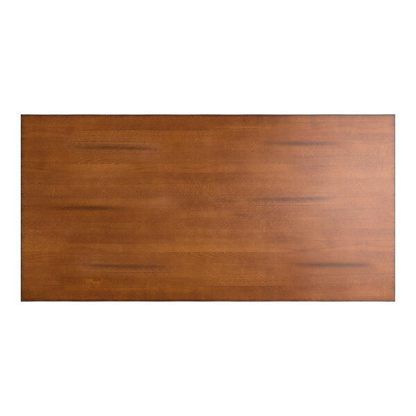 Lancaster Table & Seating Industrial 30" x 60" Rectangular Rustic Walnut Finish Solid Wood Live Edge Standard Height Trestle Table with 6 Chairs
