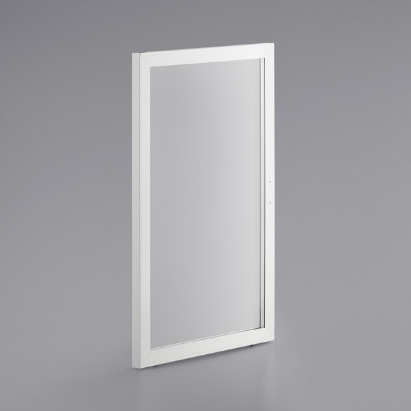 A white rectangular Avantco sliding door with a white frame.