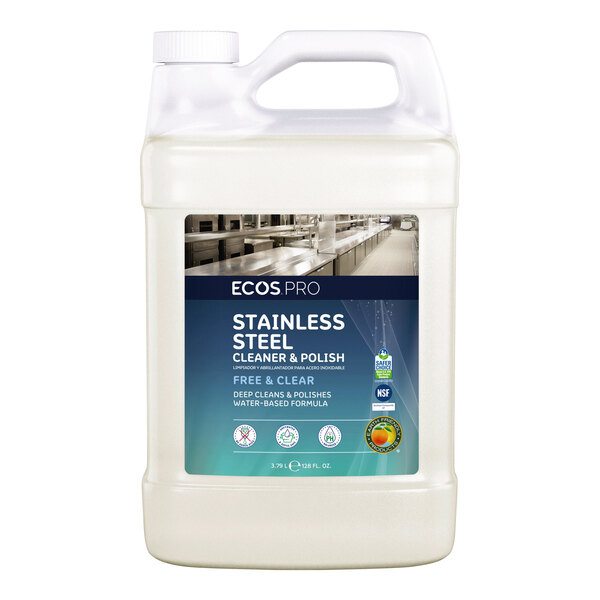 A 1-gallon container of ECOS Pro stainless steel cleaner and polish.
