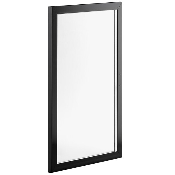 A black rectangular frame with white sliding doors.