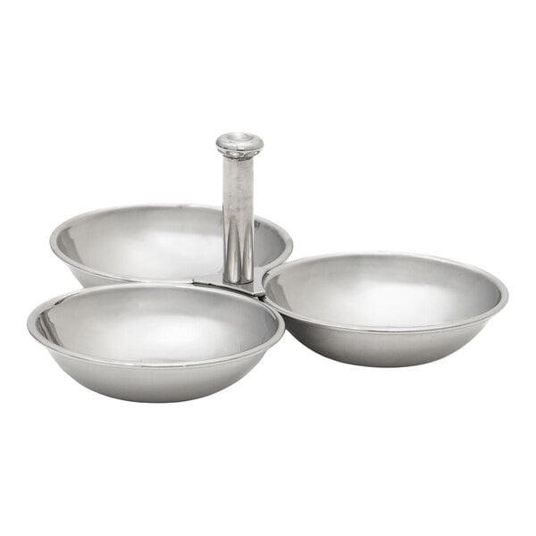 Vollrath 46636 4 oz. Stainless Steel 3 Bowl Condiment Server/Caddy